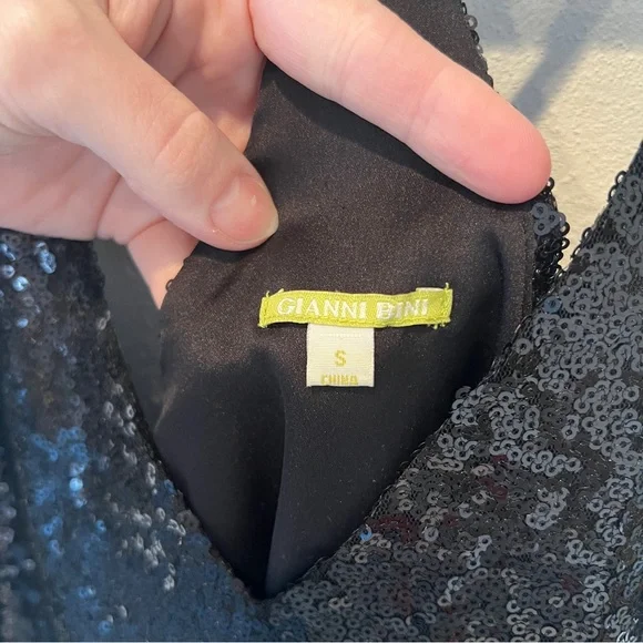 Gianni Bini Black Sequin Lined Three Strap Tank - Picture 4 of 8